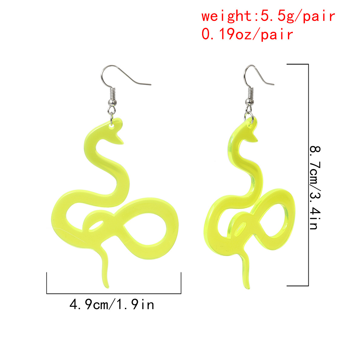 Accessories Yiwu Nihaojewelry Wholesale Exaggerated Punk Long Fashion Earrings Twisted Geometric Fluorescent Snake Earrings display picture 1