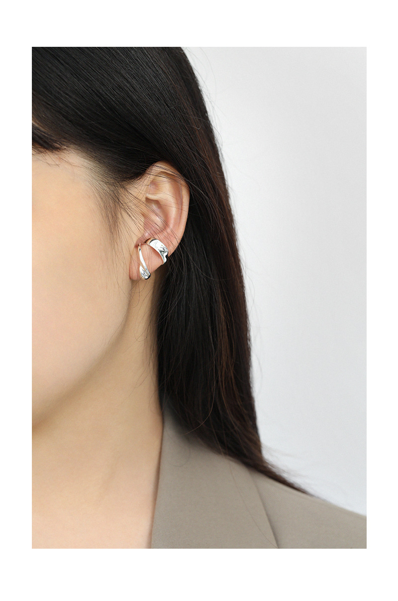 Korean S925 Sterling Silver Simple Ear Clip display picture 4