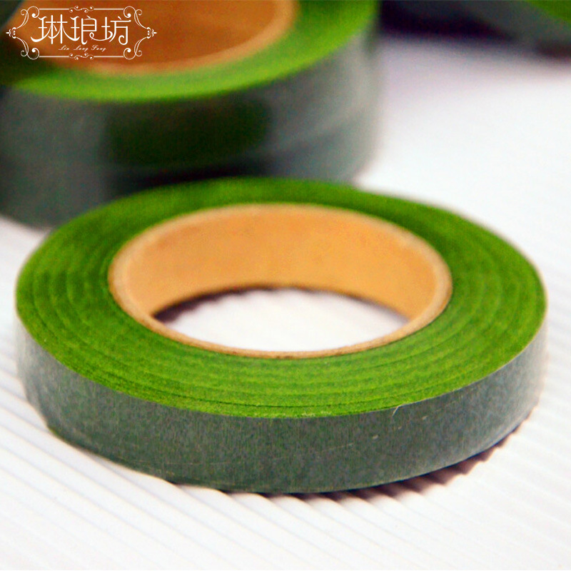 Cinta verde floral flor embalaje ramo de alambre de hierro decoración material DIY 25 yardas floral material auxiliar palo de bambú cinta de embalaje
