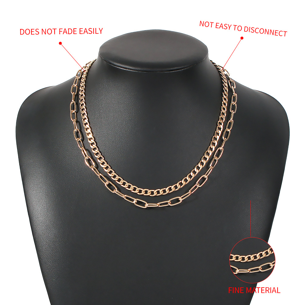 Simple Punk Style Double Layer Retro Alloy Exquisite Necklace display picture 5
