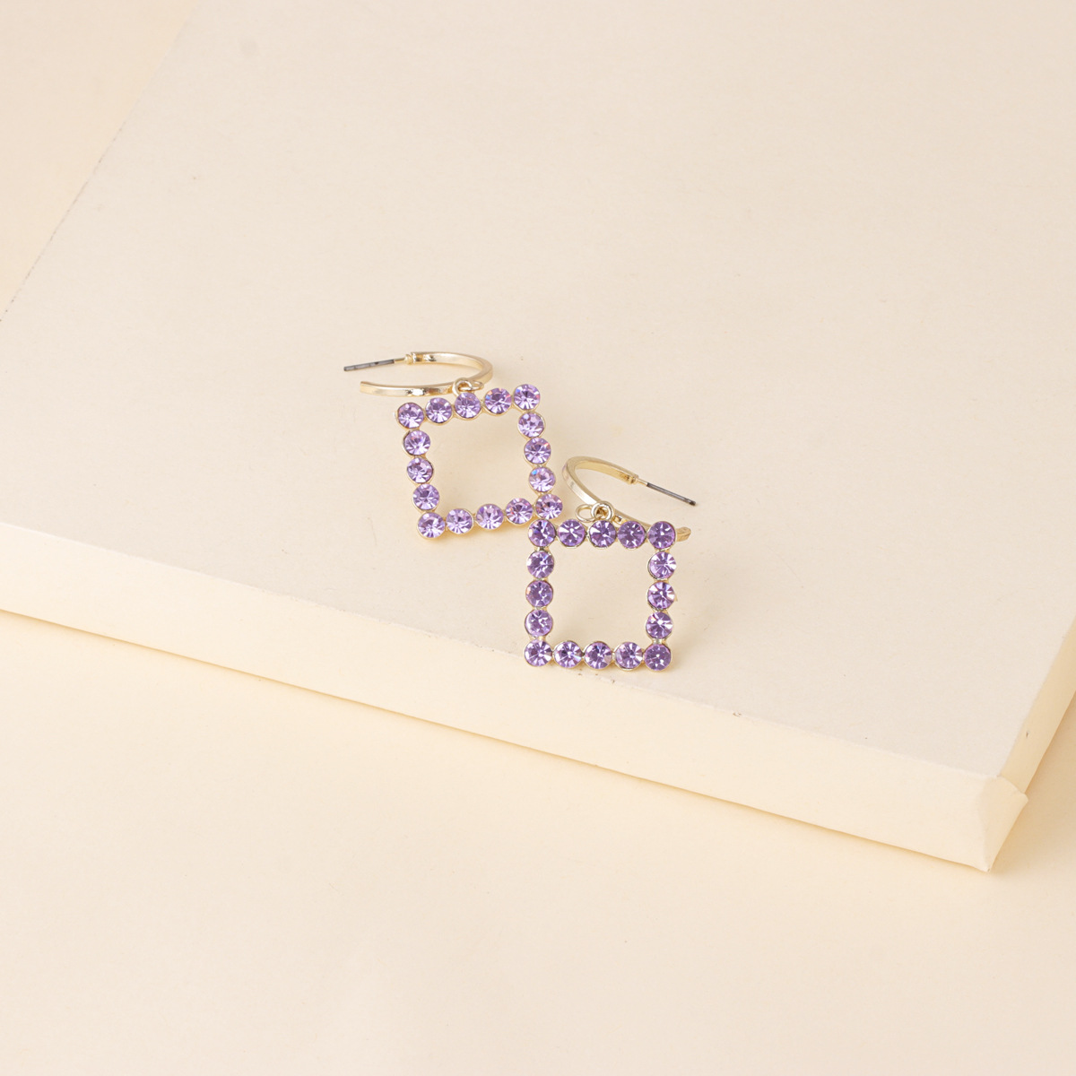 54439 Korean Style New Fashion All-match Diamond Geometric Earrings Artificial Water Geometric Stars Earrings Cross-border Supply display picture 7