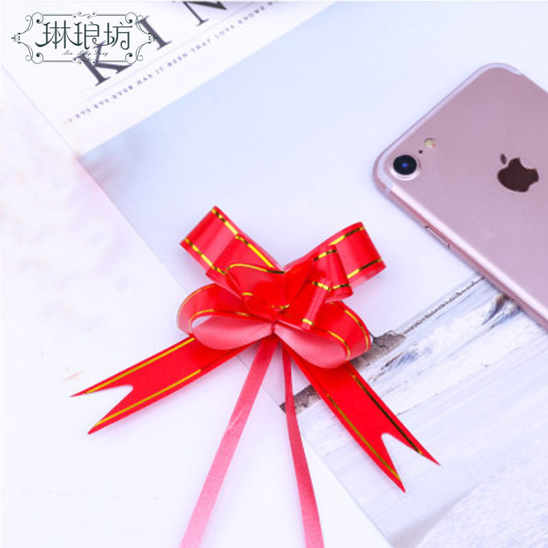 1,8 tamaño pequeño bowknot guirnalda borde dorado guirnalda bowknot impresión cinta de plástico guirnalda decoraciones 10 unidades