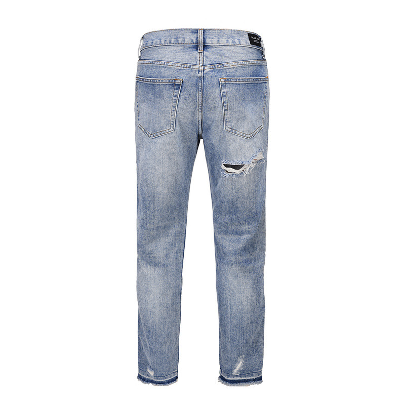 Men's Clothing high street fashion brand Distressed washed ripped cat whisker destroyed deconstructed long zipper jeans_voghion.com