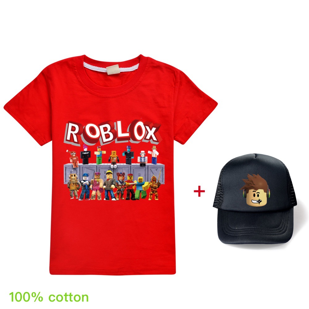 Verao 2020 Criancas Meninos Roblox T Shirt Tops Chapeu Roupas Conjunto 2pcs Ebay - roblox 2 kid s unisex t shirt au shop ebay