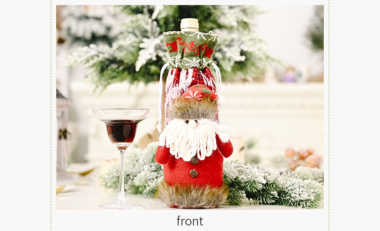 Christmas Decoration Knitted Imitation Bark Wine Bottle Cover Deccoration display picture 3