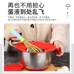 304 stainless steel egg-beating basin with scale and handle, deepened and thickened silicone non-slip bottom salad basin, kitchen washing dish