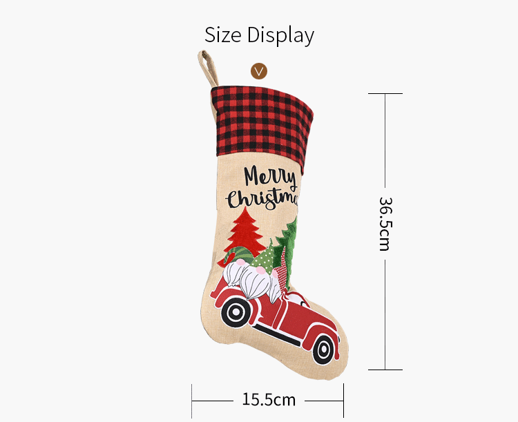 Christmas Decorations Linen Lattice Socks Gift Bag