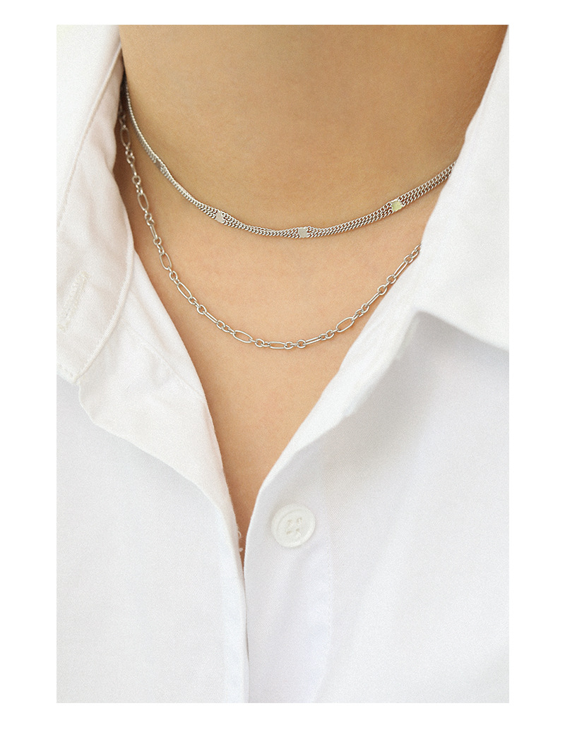 Korean Style Double Layer Chain Silver Necklace display picture 8