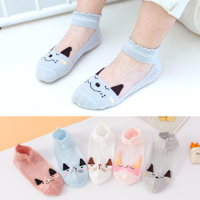 Children's summer thin cartoon breathable socks girl's