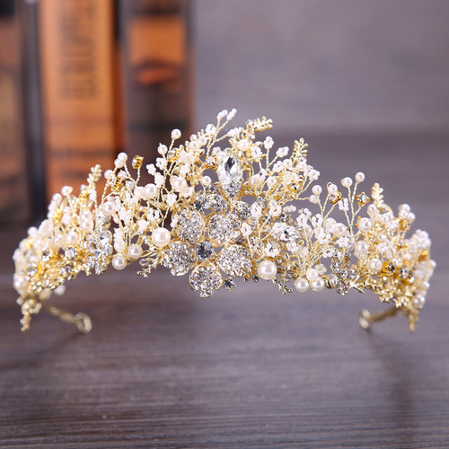 Hairpin hair clip hair accessories for women Niang Crown Pin water diamond crown hand woven flower crown hair band wedding headdress