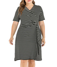 Summer Striped V-neck Slim Dress Women Dress Hip S