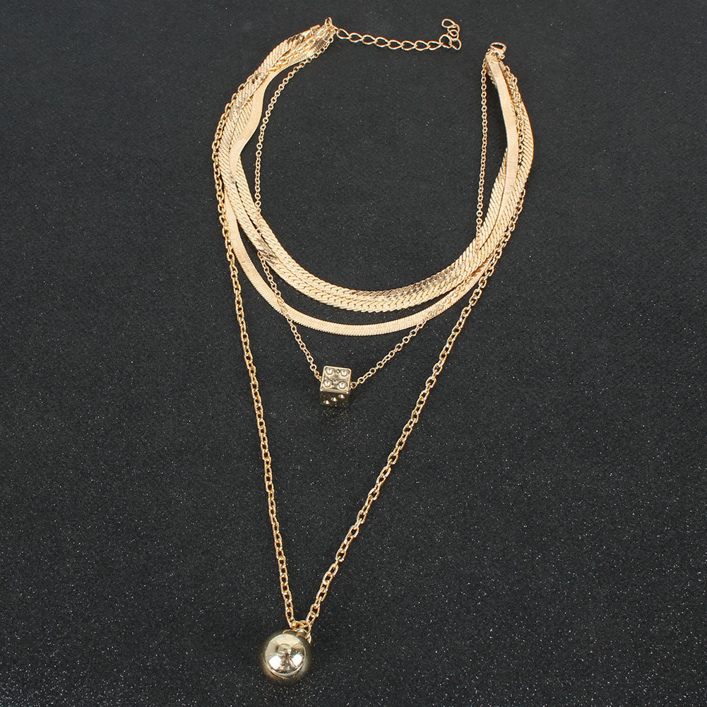 Alloy Dice Ball Pendant Golden Simple Multi-layered Necklace display picture 4