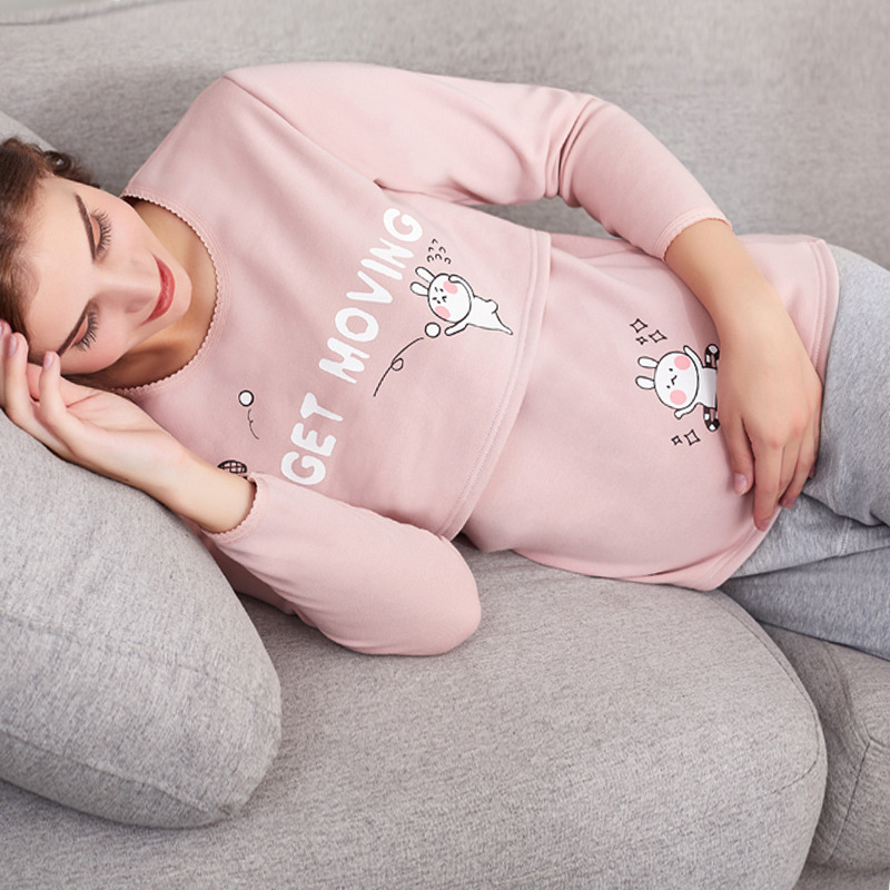 Pregnant Women's Thermal Underwear Set Pregnant Women's Autumn Clothes and Pants Winter Fleece-lined Thickened Pajamas Nursing Home Clothes Women's Moon Clothes Pregnant Women's Thermal Underwear Set Pregnant Women's Autumn Clothes and Pants Winter Fleece-lined Thickened Pajamas Nursing Home Clothes Women's Moon Clothes