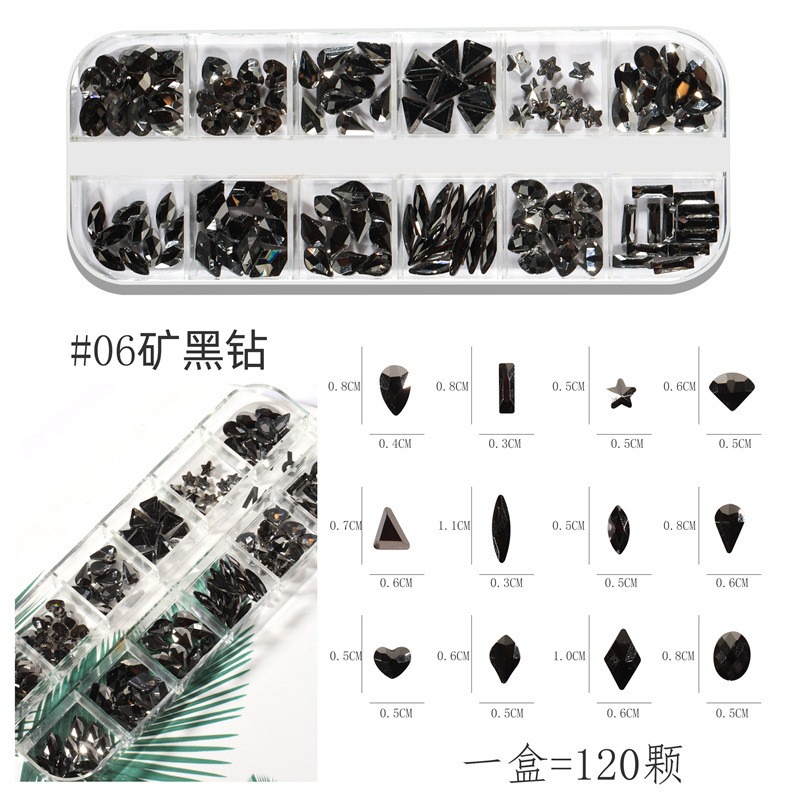 Transfronterizo nuevo Diamante de uñas DIY caja larga de uñas plana de forma especial de diamante color mágico AB Moonlight diamante joyería de uñas