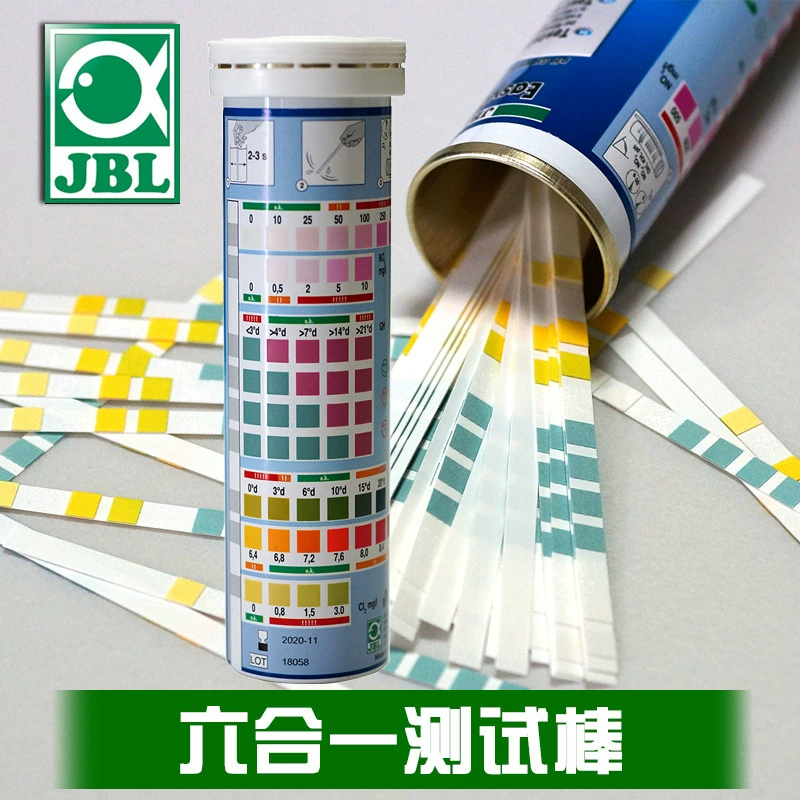 Немецкая цветная карта мобильного телефона JBL, тестовая палочка «Семь в одном», 7-в-1, определение качества пресной морской воды, pH, остаточного хлора O2 No3.
