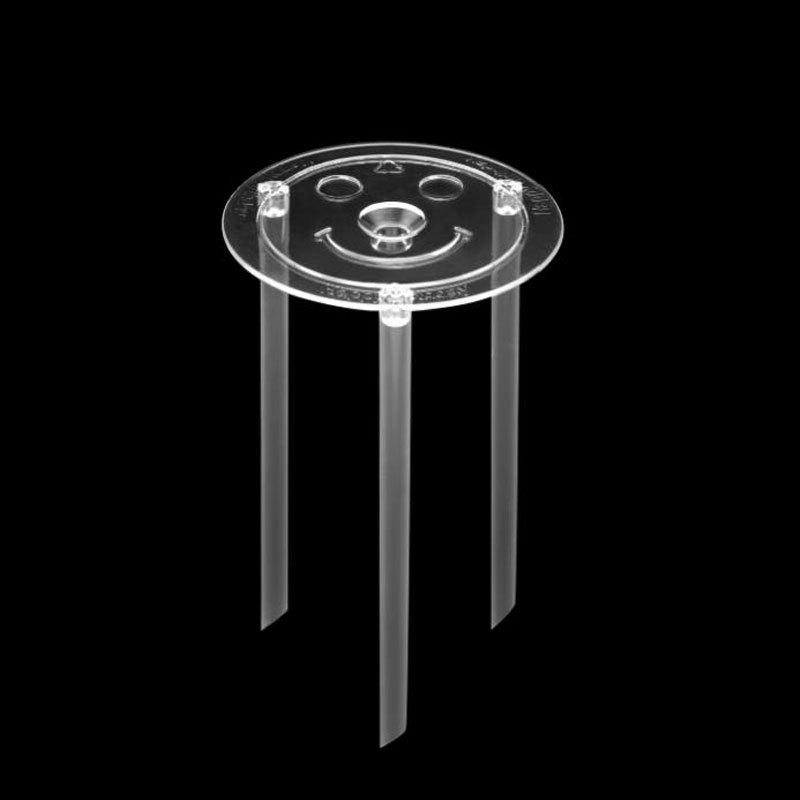 Soporte para pasteles de doble capa, de 6 y 8 pulgadas, transparente, con diseño de cara sonriente.