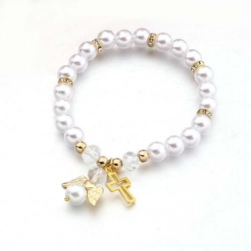 10pcs Hollow Cross Angel Accessory Bracelet Elastic Bracelet Religious Baptism Jewelry