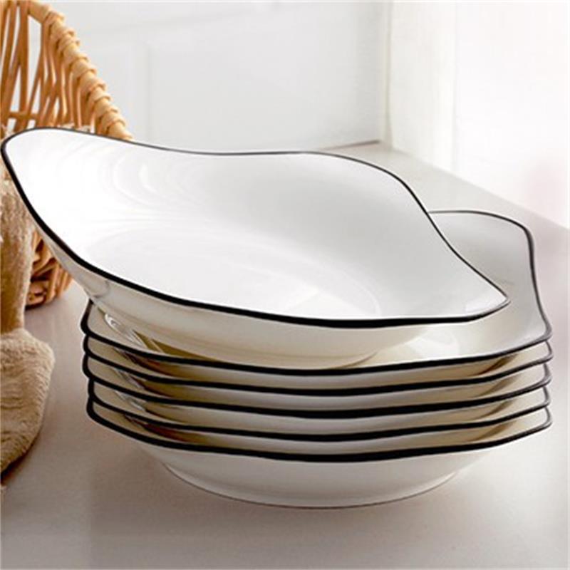 Plate Dish Household Cheap Ceramic 6 Dish Set Simple European Creative Round Square Plate Tableware