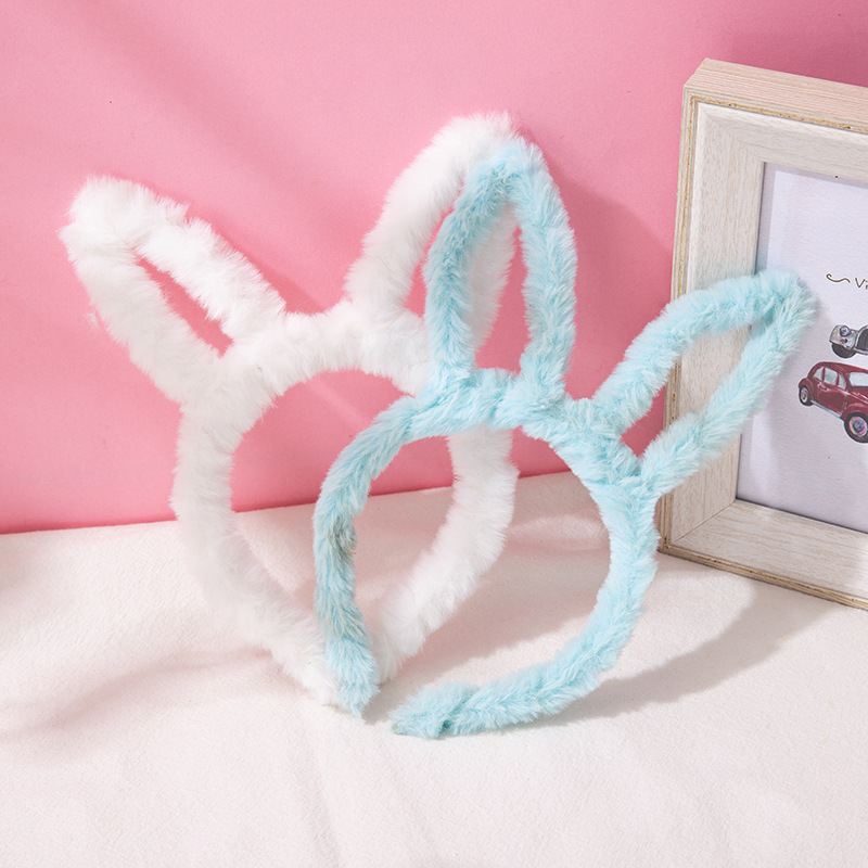 新款不发光毛绒兔耳朵发箍头饰韩版长毛兔子可爱头箍厂家批发|ms