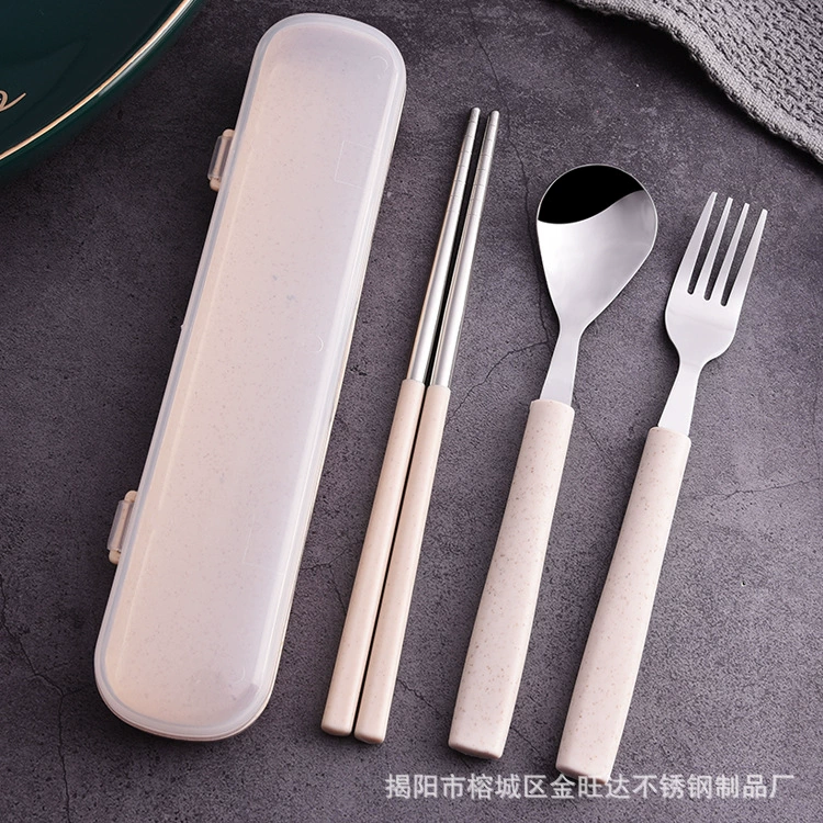 Creative handheld tableware stainless steel, set for elementary school students, Birthday gift, 3 piece set