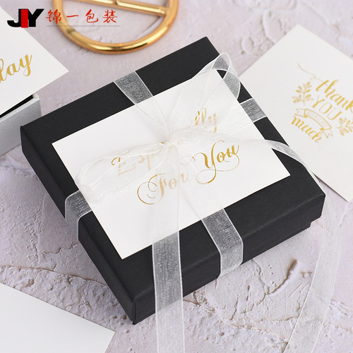 Factory Direct Sale Simple Gold Foil Greeting Card Set with Jewelry Box and Blessing Message Card