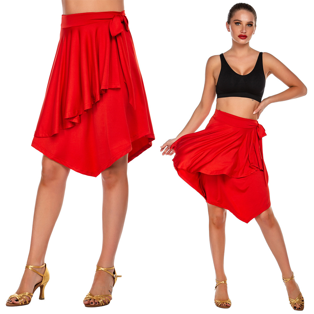 2020亚马逊新款春装瑜伽臀围欧美拉丁舞舞蹈服纯色性感半身裙