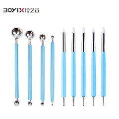 新款9件壓痕筆點鑽筆套裝4支8頭硅膠丸棒鋼珠筆陶泥工具廠家批發