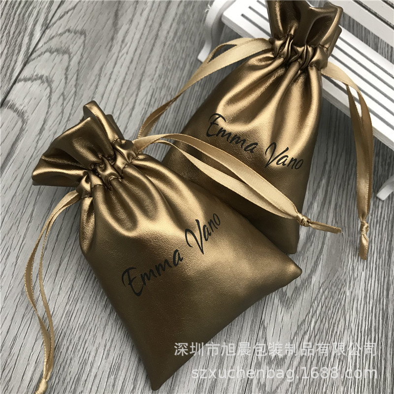 彩色首饰绒布袋束口 PU皮革珠宝收纳束口袋 柔软PU皮礼品袋