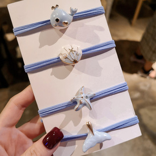 Korean Children's Cute Little Whale Hair Ring Fresh Hair Rope Tie Hair Rope Small Rubber Band Leather Cover Little Girl's Headwear