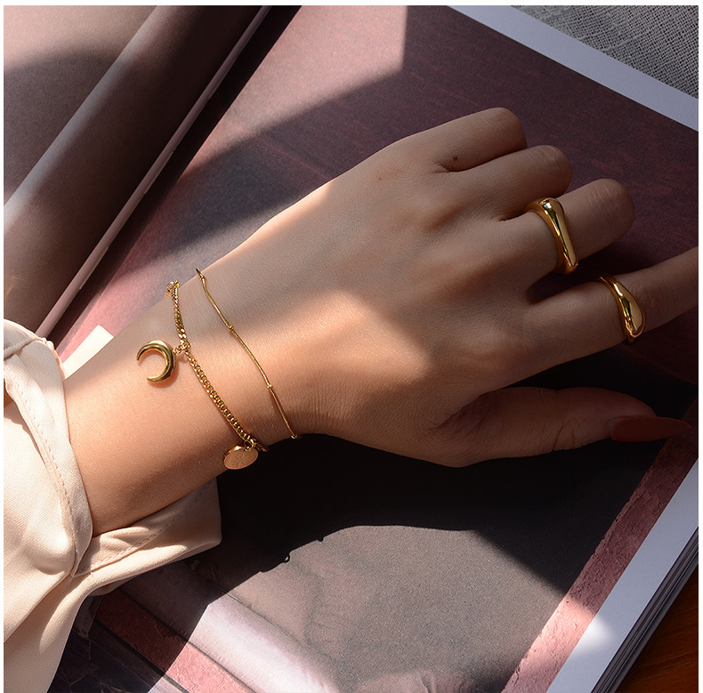 new fashion star moon sun titanium steel bracelet necklace set