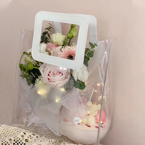 Transparent PVC baking tote bag transparent bag Women's Day dessert wedding candy bag flower bouquet gift bag souvenir