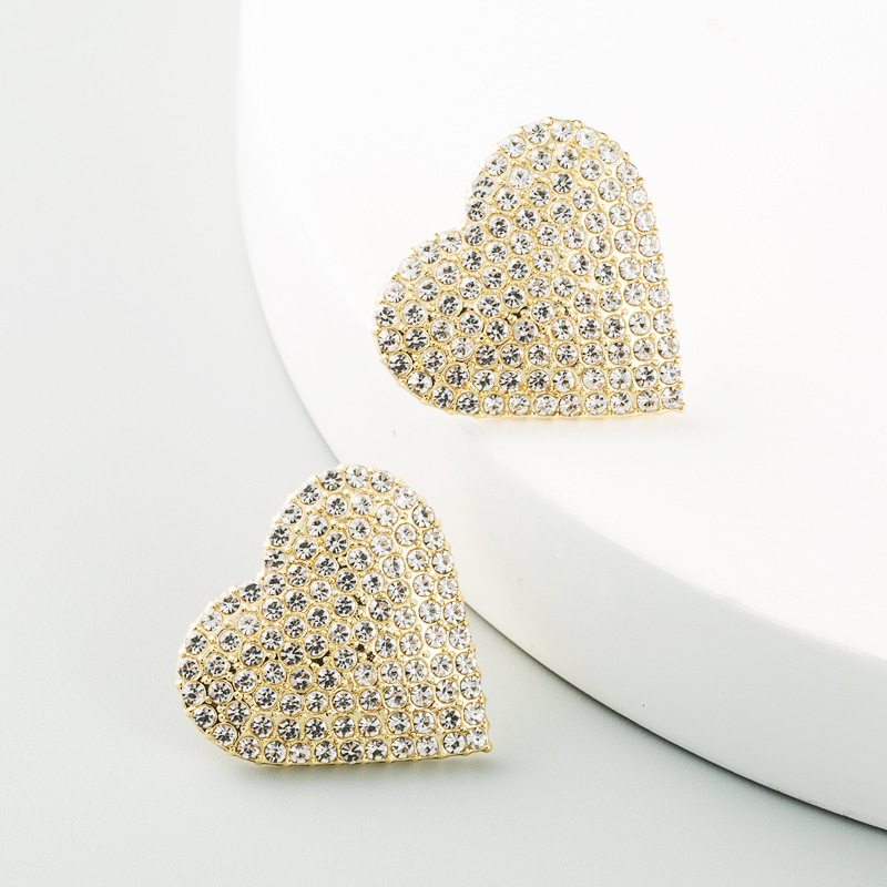 S925 Silver Needle  Korea New  Trendy  Heart-shaped Alloy Full Of Diamonds  Earrings display picture 2