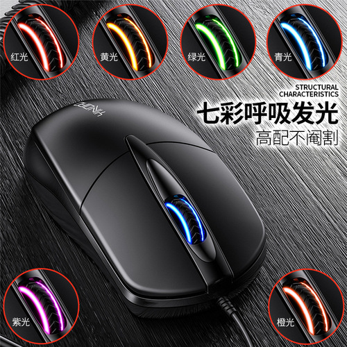 Silver Eagle G2 Colorful Luminous USB Wired Business Mouse Computer Accessories Office Wholesale Amazon Cross-Border
