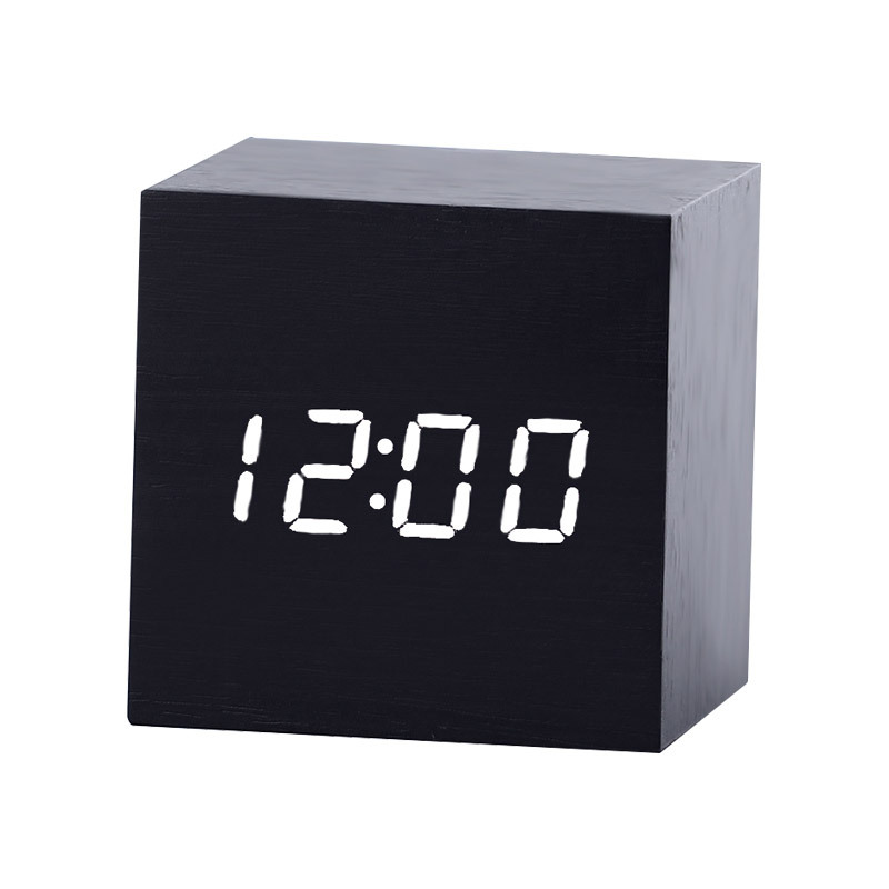 Manufactor Square Wooden bell led Voice control display originality children Mini woodiness number Electronic alarm clock