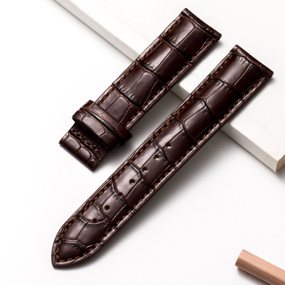 廠家定制牛皮表帶 磨砂底代用力洛克T063庫圖真皮表帶黑色19 20mm