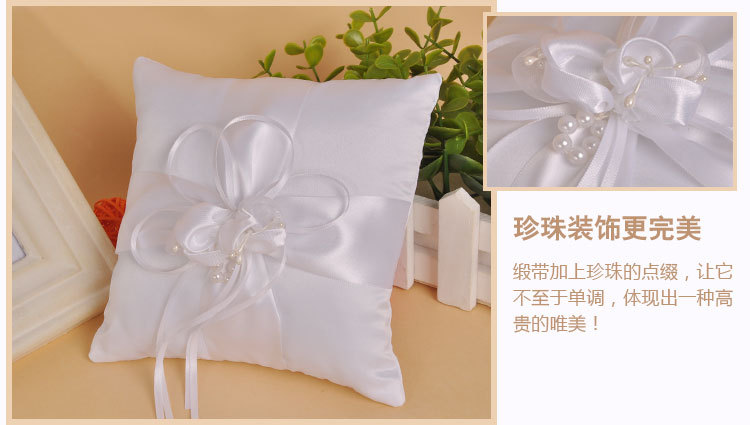 Cross-border best-selling European-style wedding supplies: pearl flower bud, cross bride ring pillow, flower ring pillow, wedding ring box detail image 6