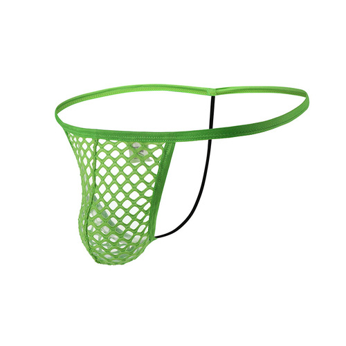 Manufacturer wholesale butt exposed men's underwear large mesh sexy thin belt pants U convex fishnet low waist singlet pants Amazon