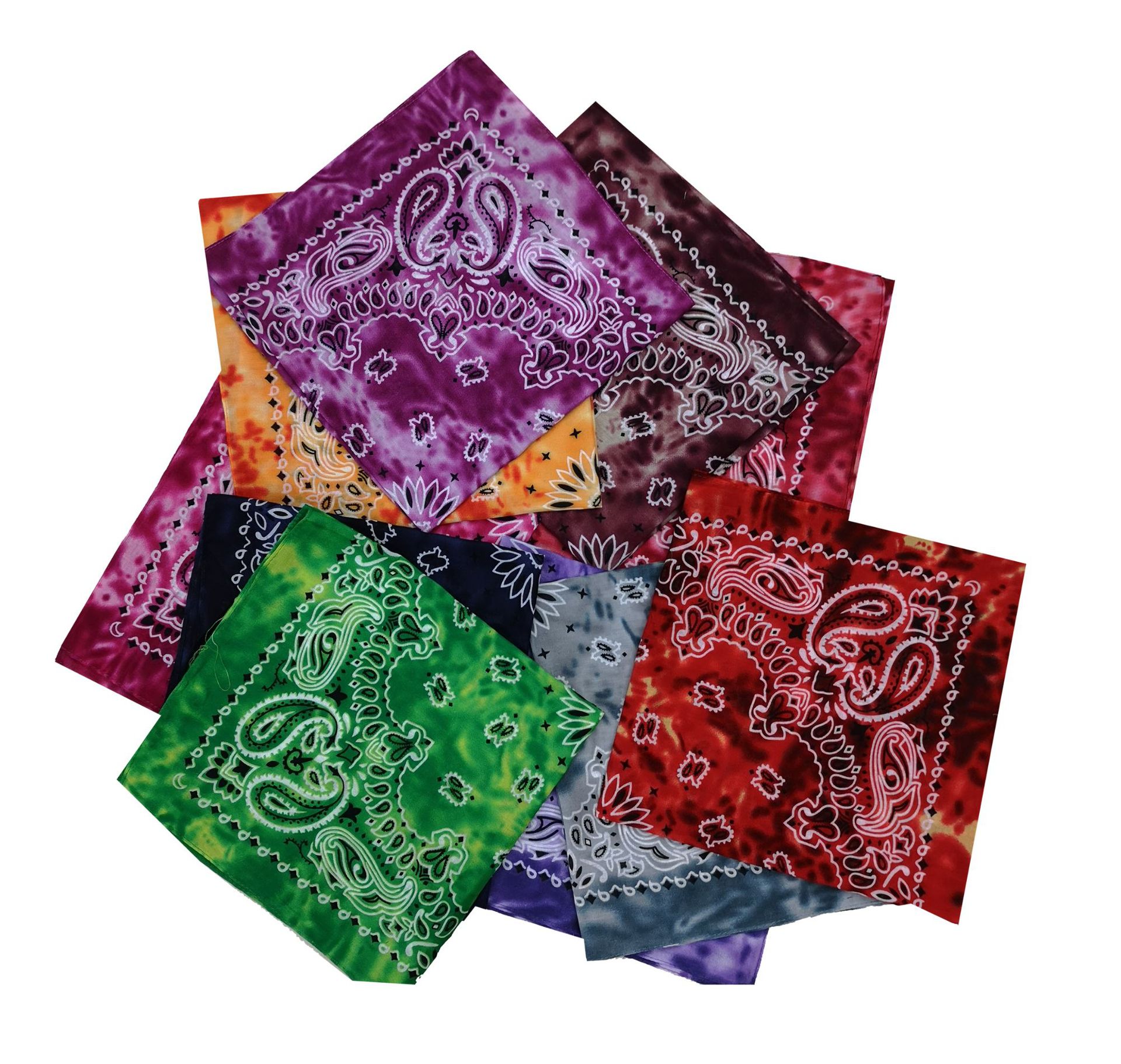 Europe and the United States new Joker adult tie-dye headscarf double cashew flower outdoor sports headscarf cotton square scarf factory outlet