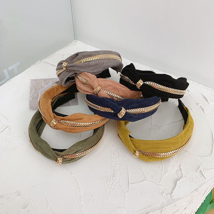 Korean Alloy Zipper Suede Headband display picture 7