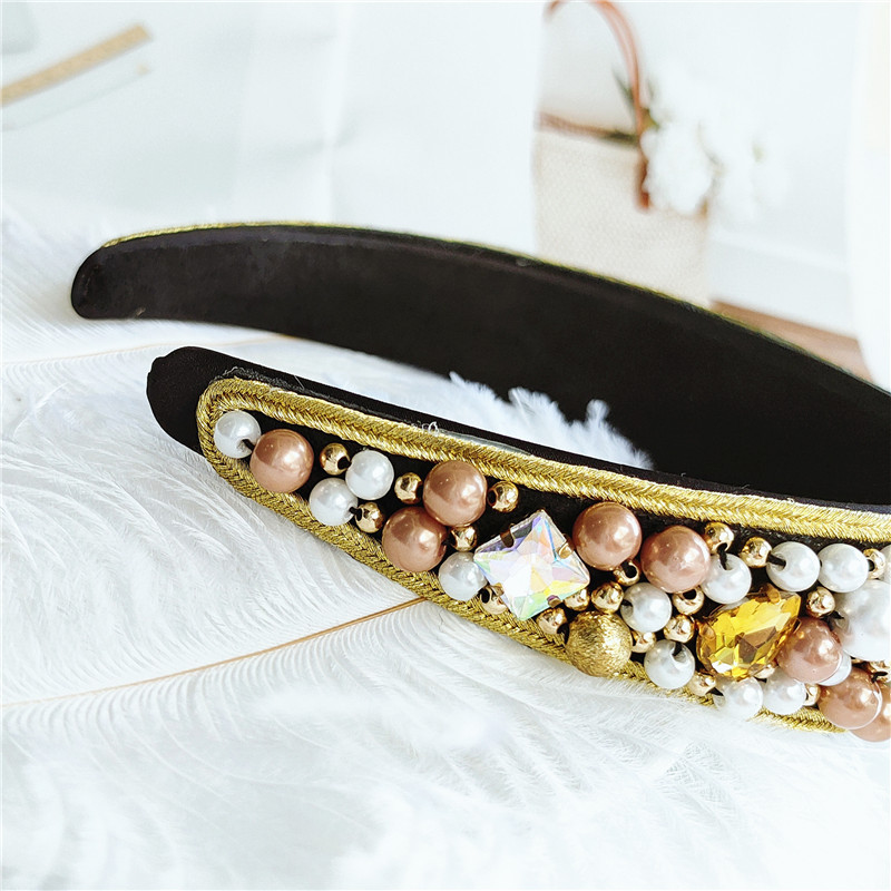 New Exaggerated Pearl Alloy Headband Diamond Geometric Rhinestone Ball Headband Wholesale Nihaojewelry display picture 3