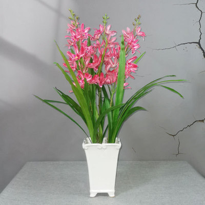 石斛兰花 装饰蝴蝶兰摆件假花 婚庆花艺绢花装饰道具|ru