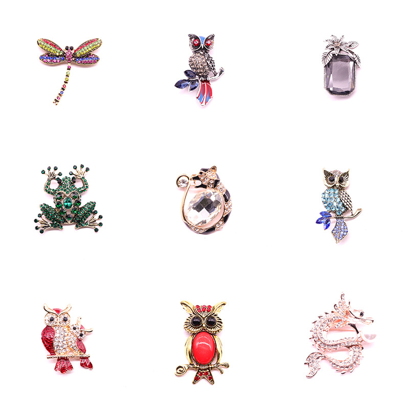 2020款彩色滿鉆動物奢華歐美高檔水鑽複古幾何型胸針卡通時尚別針