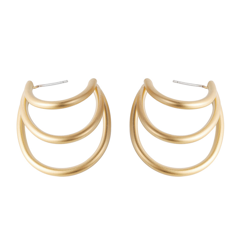 Simple Geometric Metal Irregular Semicircular Arc Earrings display picture 2