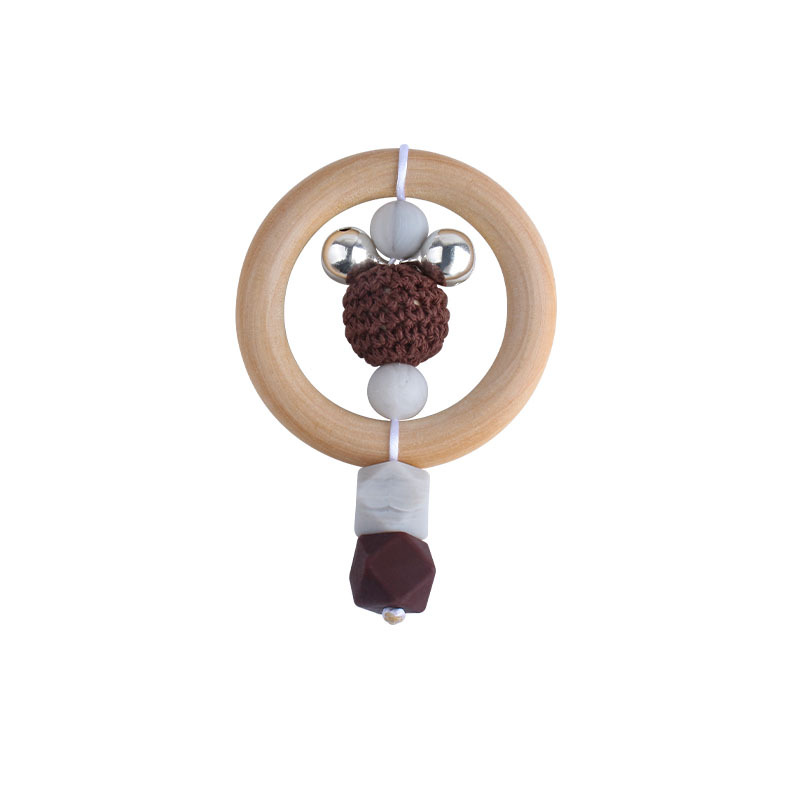 Nuevo DIY creativo Rana Hemu anillo infantil mano palo sonajero juguete mordedor de silicona teether stick