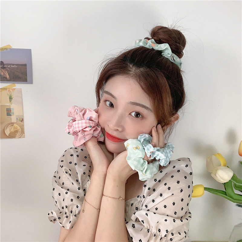 New Fashion Pink Polka Dot Striped Hair Scrunchies display picture 11