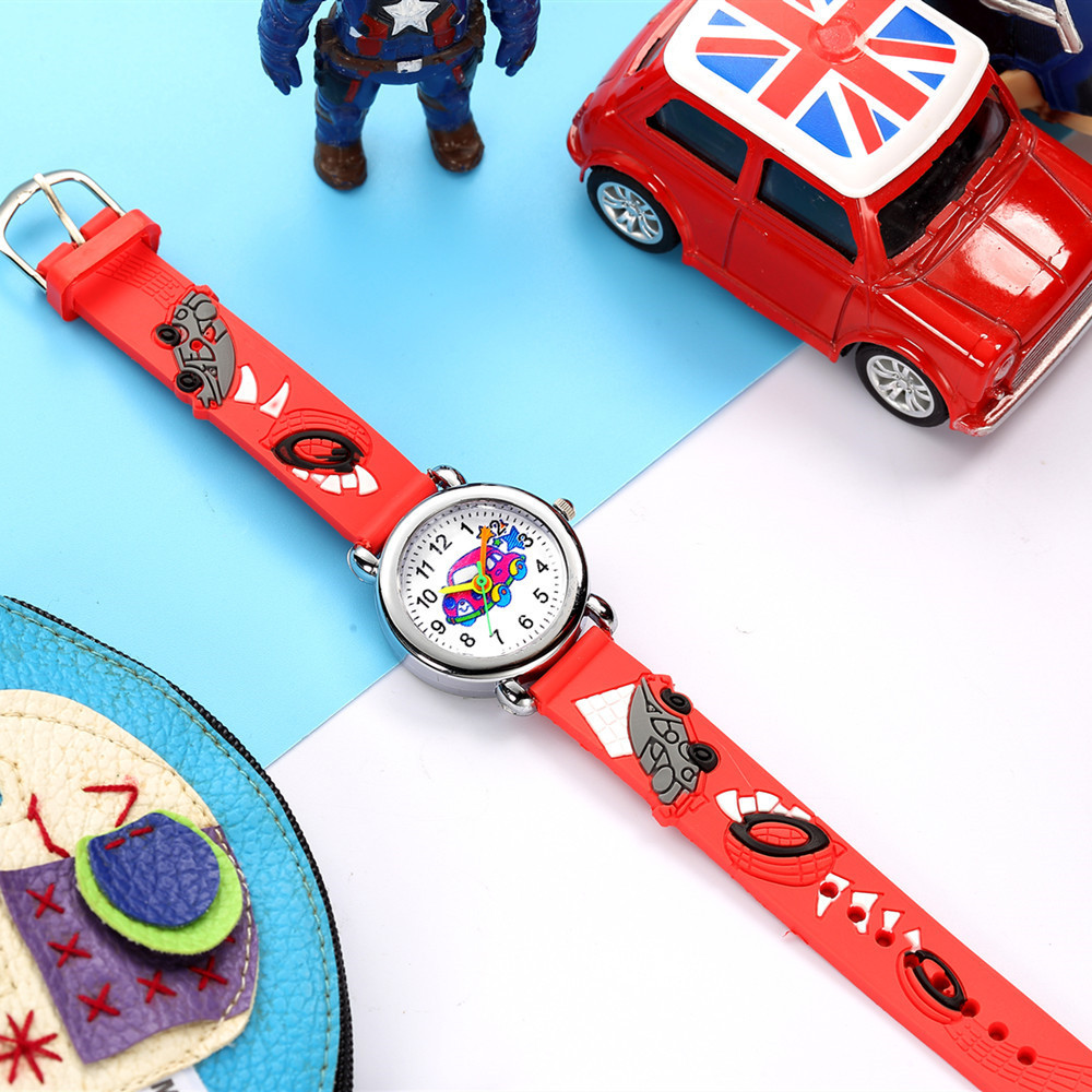 New Children's Watch Cute Colored Car Pattern Quartz Watch Colored Plastic Band Watch display picture 2