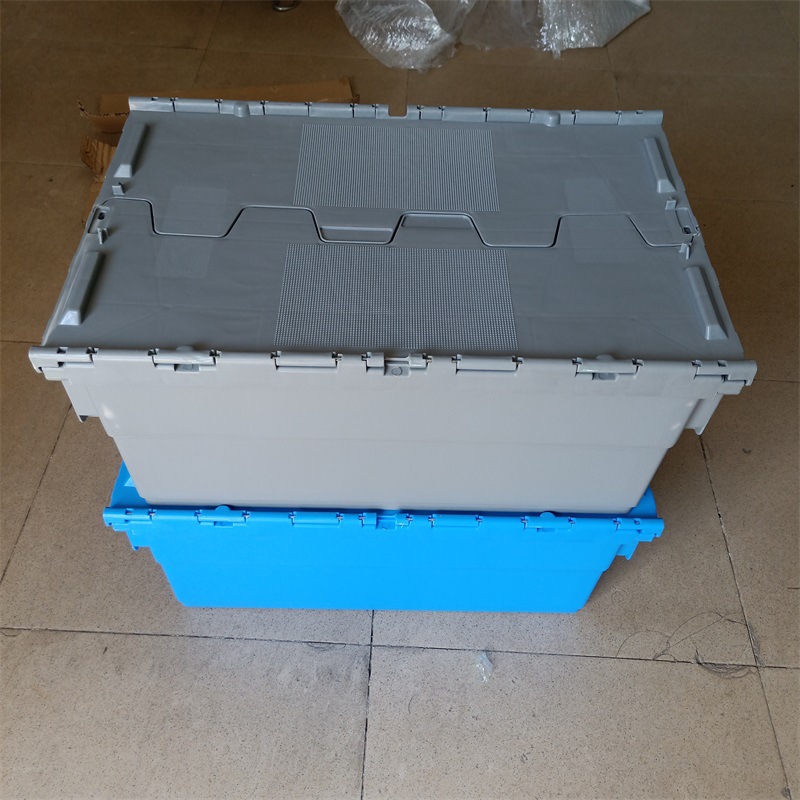 供应成都长沙翻盖物流配送周转箱大号600*400*465斜插式物流箱