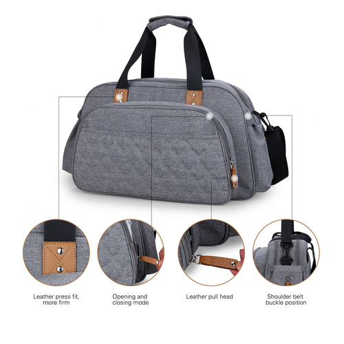 Multifunctional mommy bag baby lying crib bag single shoulder cross-body mother and baby stroller hanging bag color embroidered large capacity