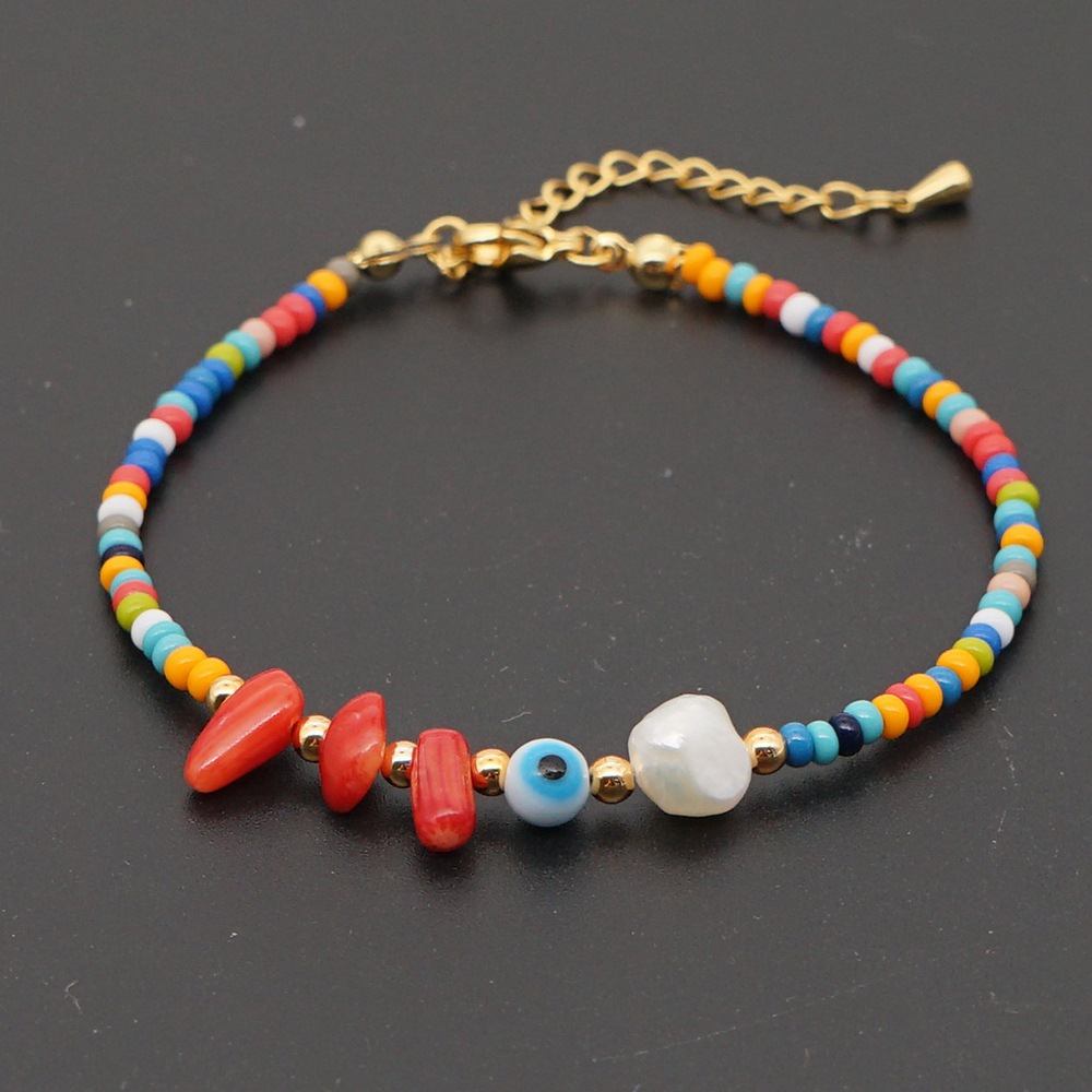 Fashion Natural Freshwater Pearl All-match Rainbow Rice Bead Foot Ornament Anklet For Women display picture 11