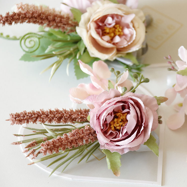 艺雅阁 291商务庆典胸花结婚用品影楼紫色仿真玫瑰手腕花